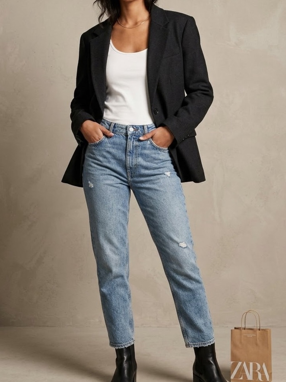 Zara Single-Button Tailored Blazer